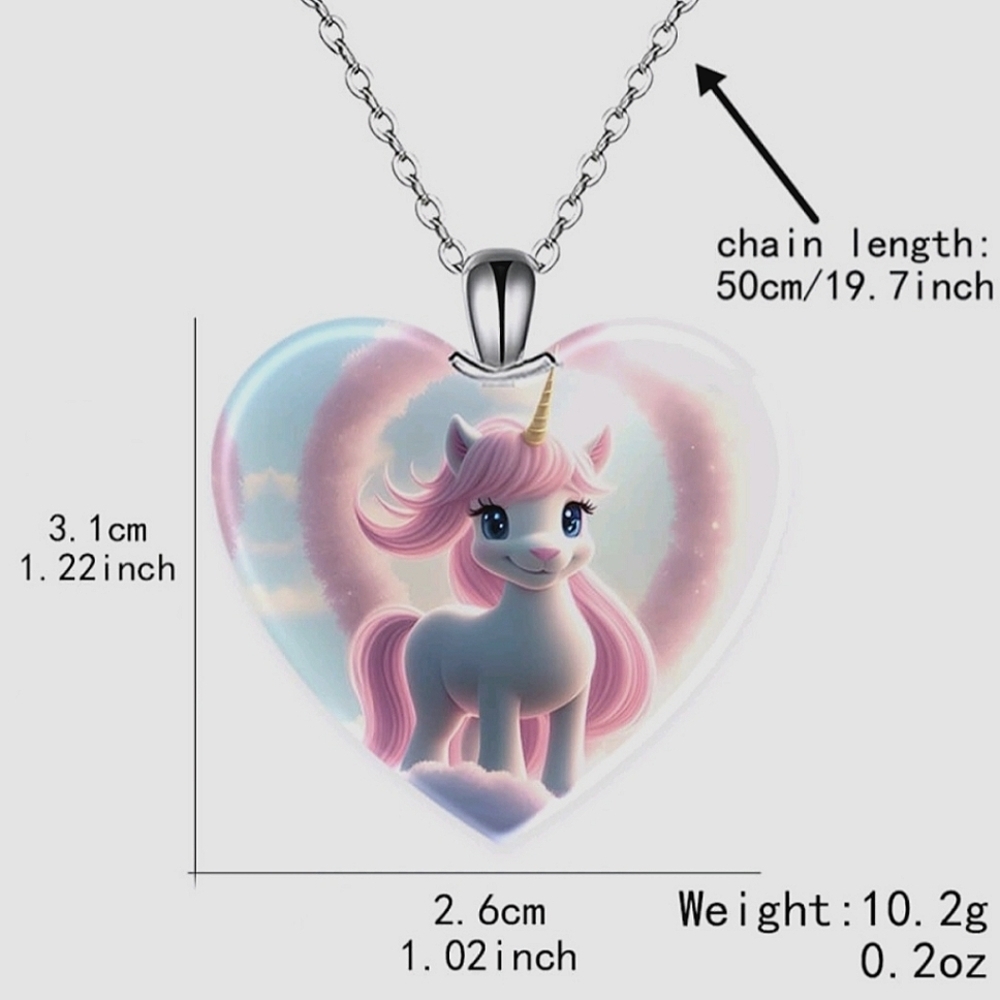 💖Heart-Shaped Unicorn Pendant Necklace - Picture 6 of 6